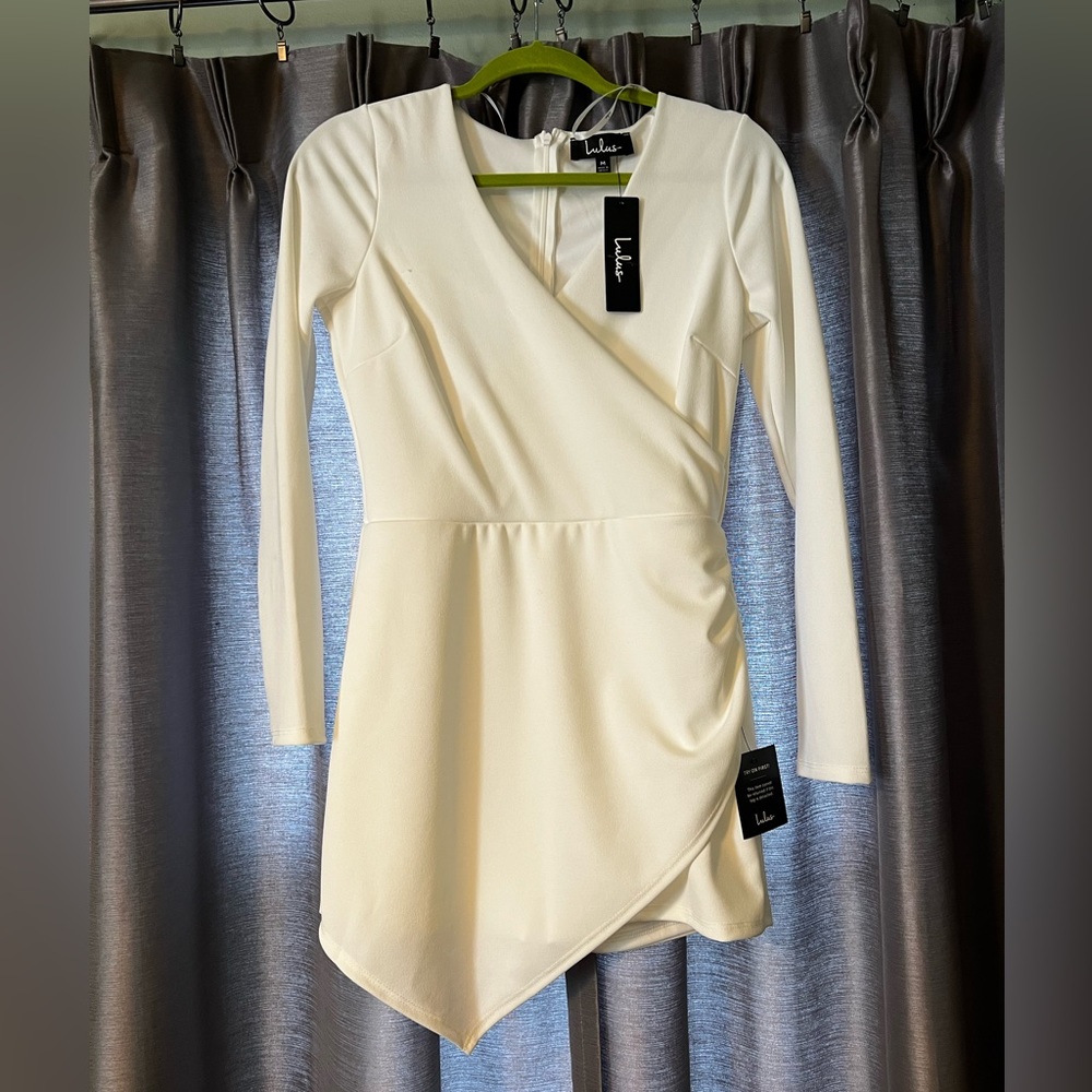 COPY - Lulus Babe Heaven White Long Sleeve Asymmetrical Romper, size Medium